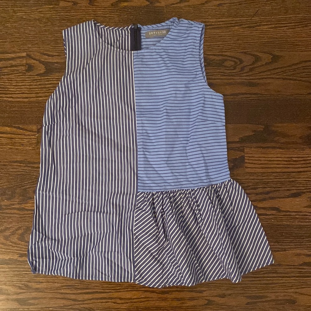 Asymmetrical blue stripped sleeveless blouse -XS
